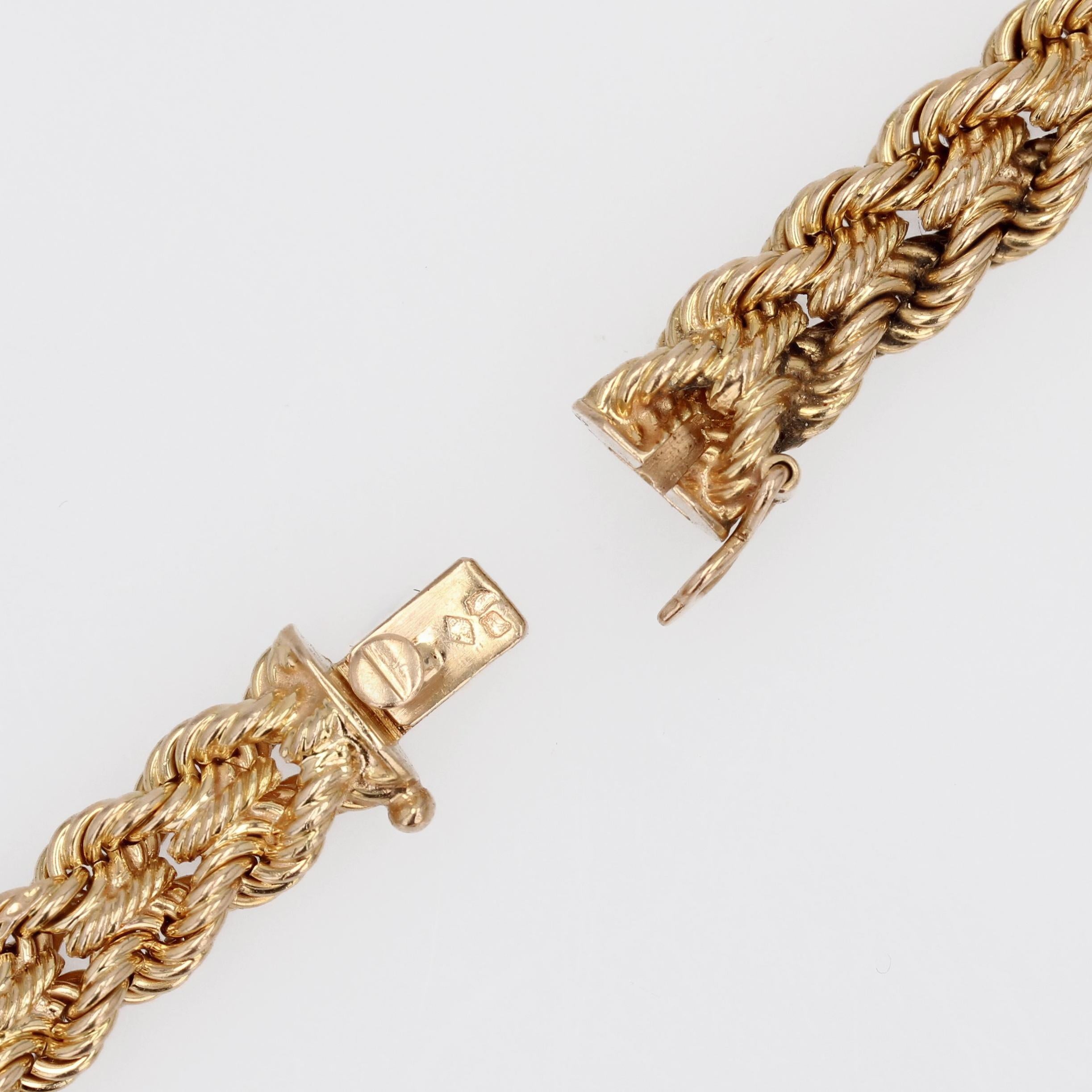 French 1950s 18 Karat Yellow Gold Falling Braided Choker Necklace For Sale 8