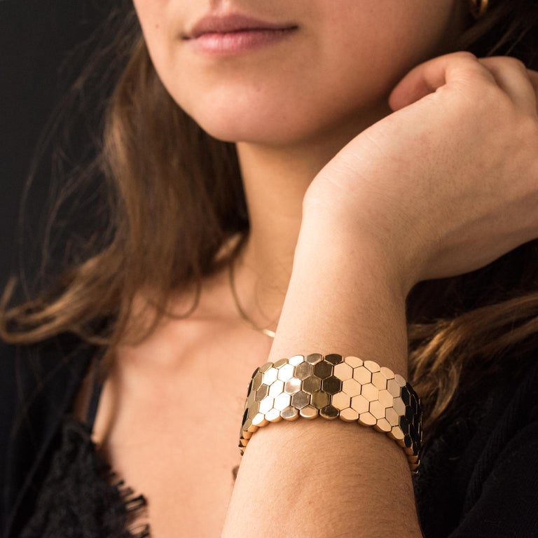 French 1950s 18 Karat Yellow Gold Bracelet at 1stDibs