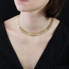 Französische 1950er Jahre 18 Karat Gelbgold Retro Choker Halskette