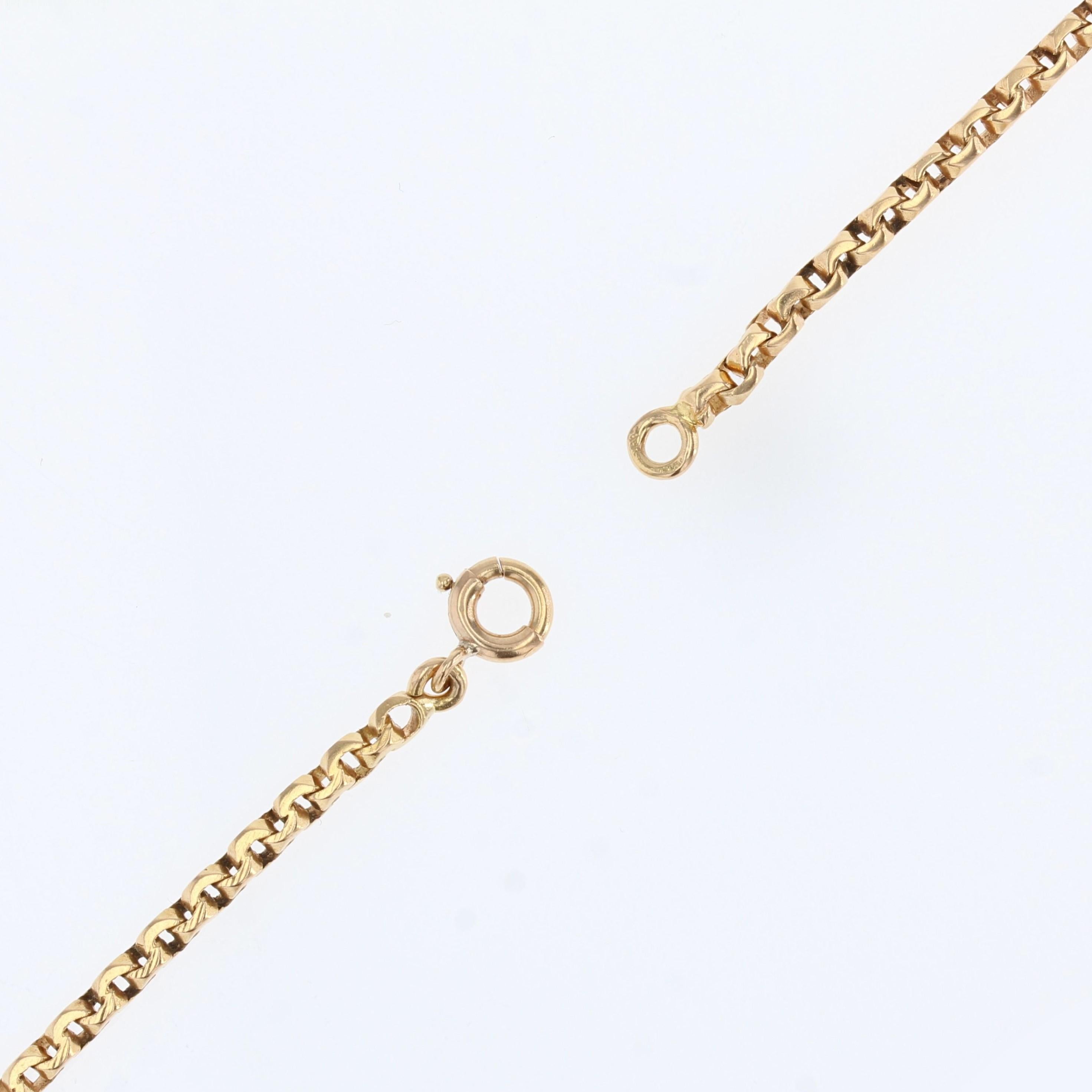French, 1950s, 18 Karat Yellow Gold Thick Jaseron Mesh Chain For Sale 4