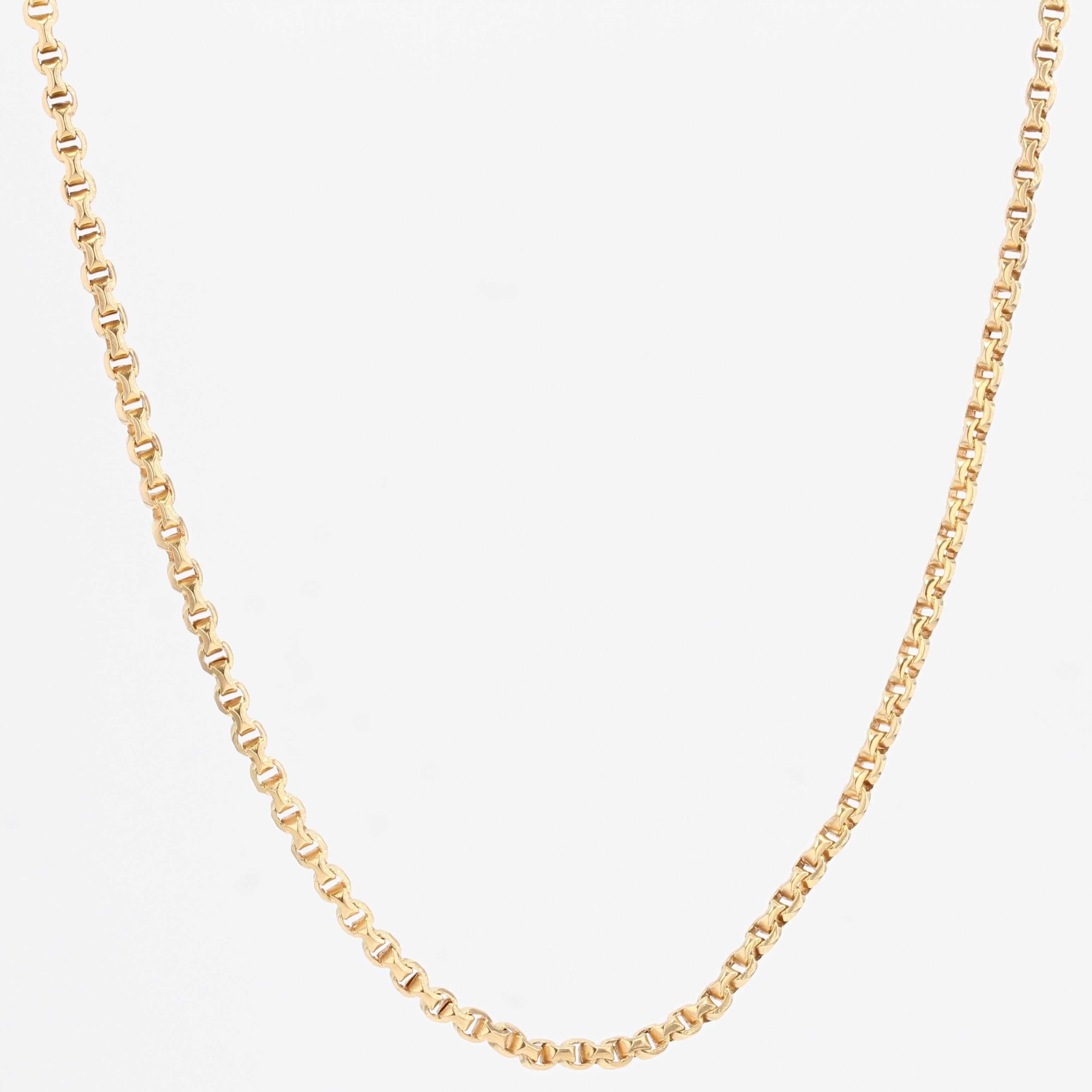 Retro French, 1950s, 18 Karat Yellow Gold Thick Jaseron Mesh Chain For Sale