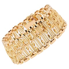Bracelet ajour en or jaune 18 carats des annes 1950 avec fil et torsion