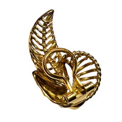 French 1950s 18K yellow  Gold Earrings – Clip-On, Mid-Century Leaf Design