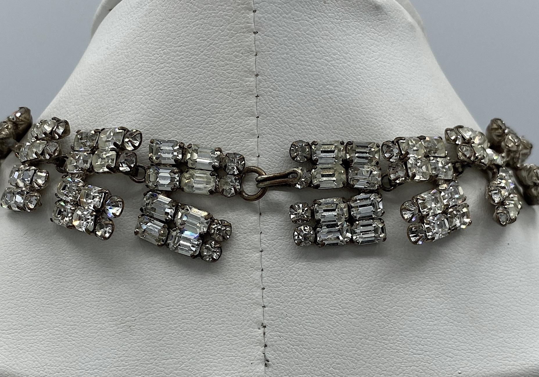 French 1950s / 1960s Rhinestone Starburst Necklace 6
