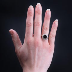 French 1950s 2, 50 Carat Sapphire Diamonds 18 Karat Yellow Gold Round Ring