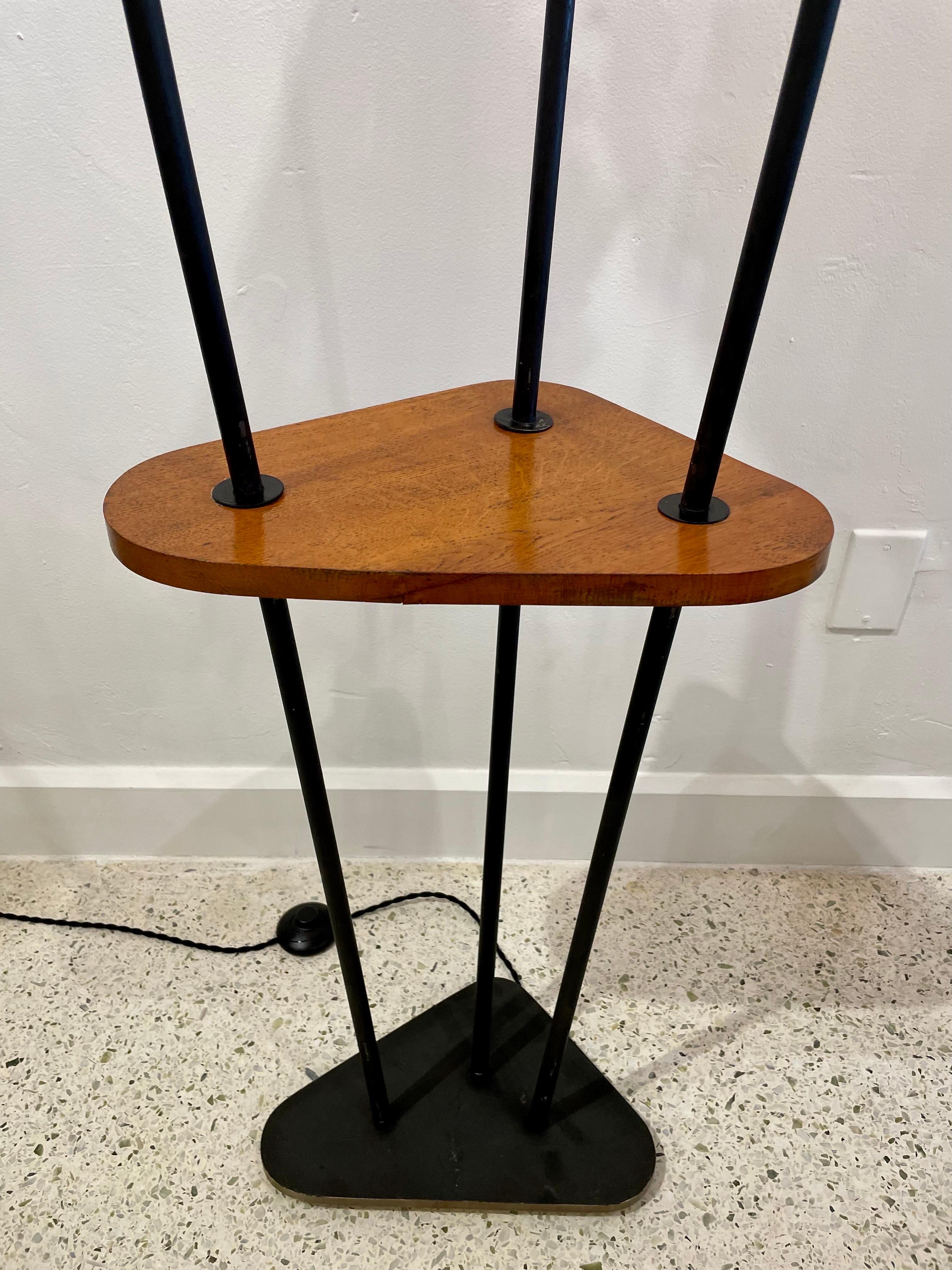French 1950's 3-Arm Floor Lamp w/ Tiki Shades For Sale 2