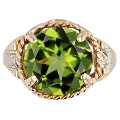 Retro-Ring aus 18 Karat Roségold mit 4,20 Karat Peridot, Französisch, 1950er Jahre