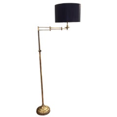 French 1950s Adjustable Swing Arm Floor Lamp With A Tiered Base