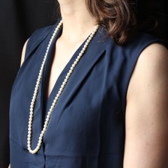 French 1950s Akoya Cultured Pearl Long Necklace