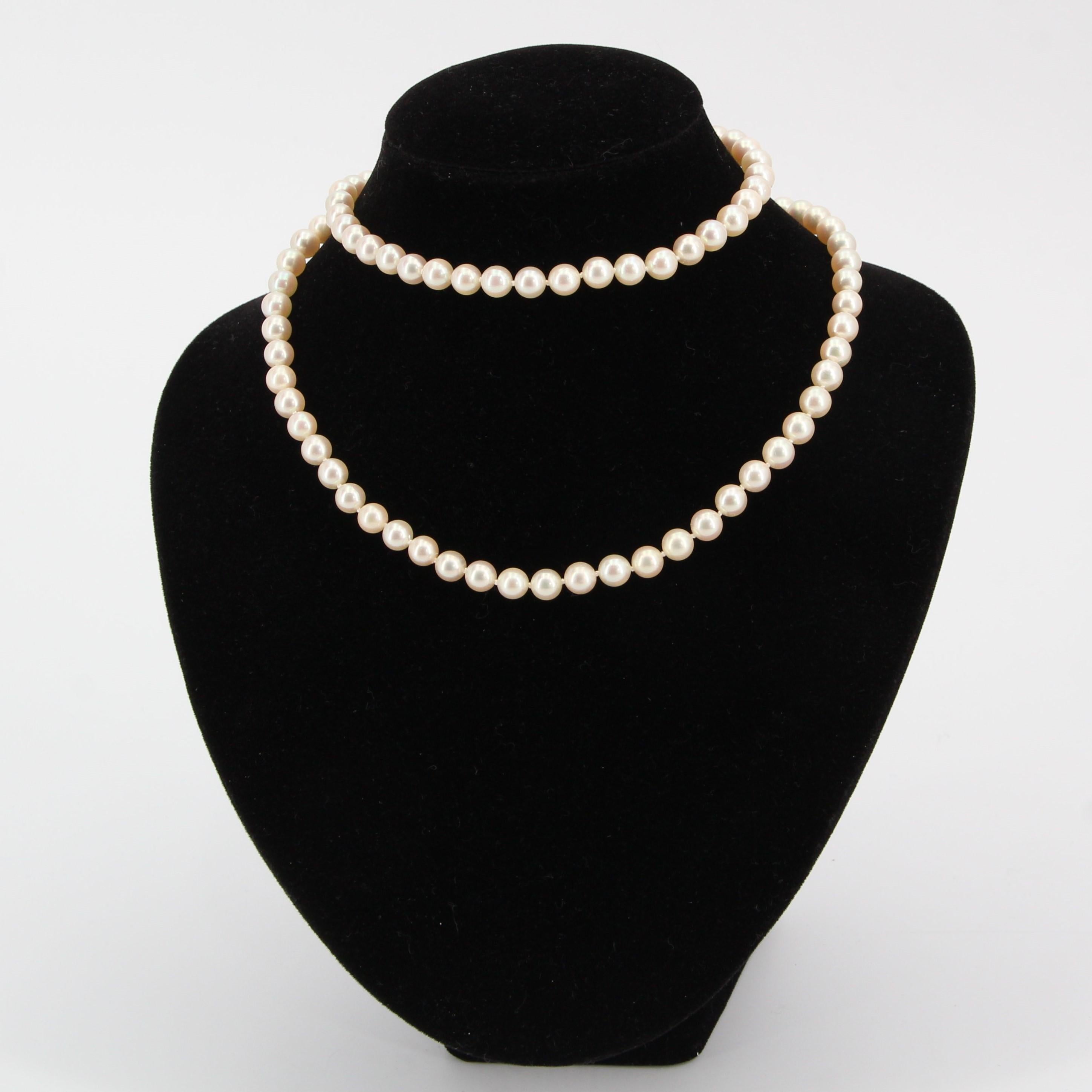 Bead French 1950s Akoya Pearl Choker Necklace For Sale