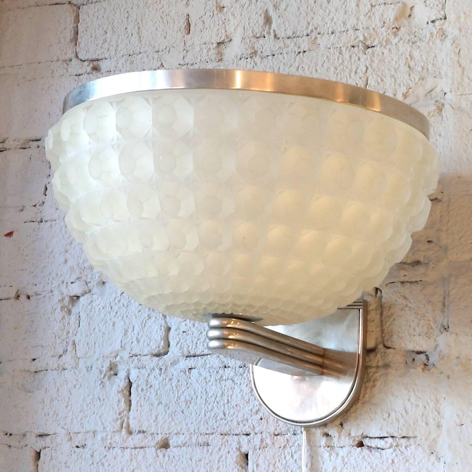 French, 1950s, Art Deco Chrome and Glass Sconce For Sale 5