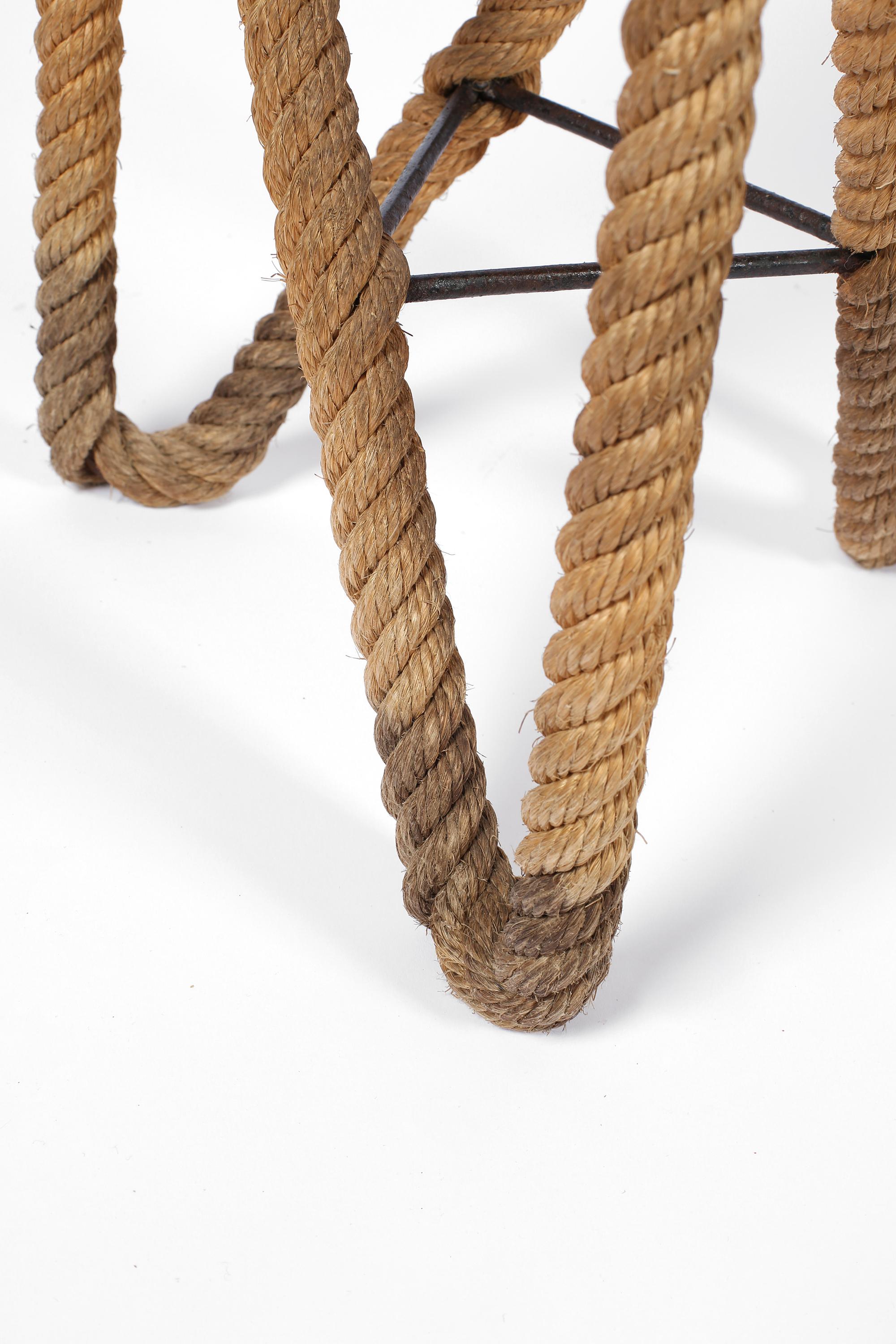 20th Century French 1950s Asymmetric Rope Stool by Audoux-Minnet Midcentury Modern