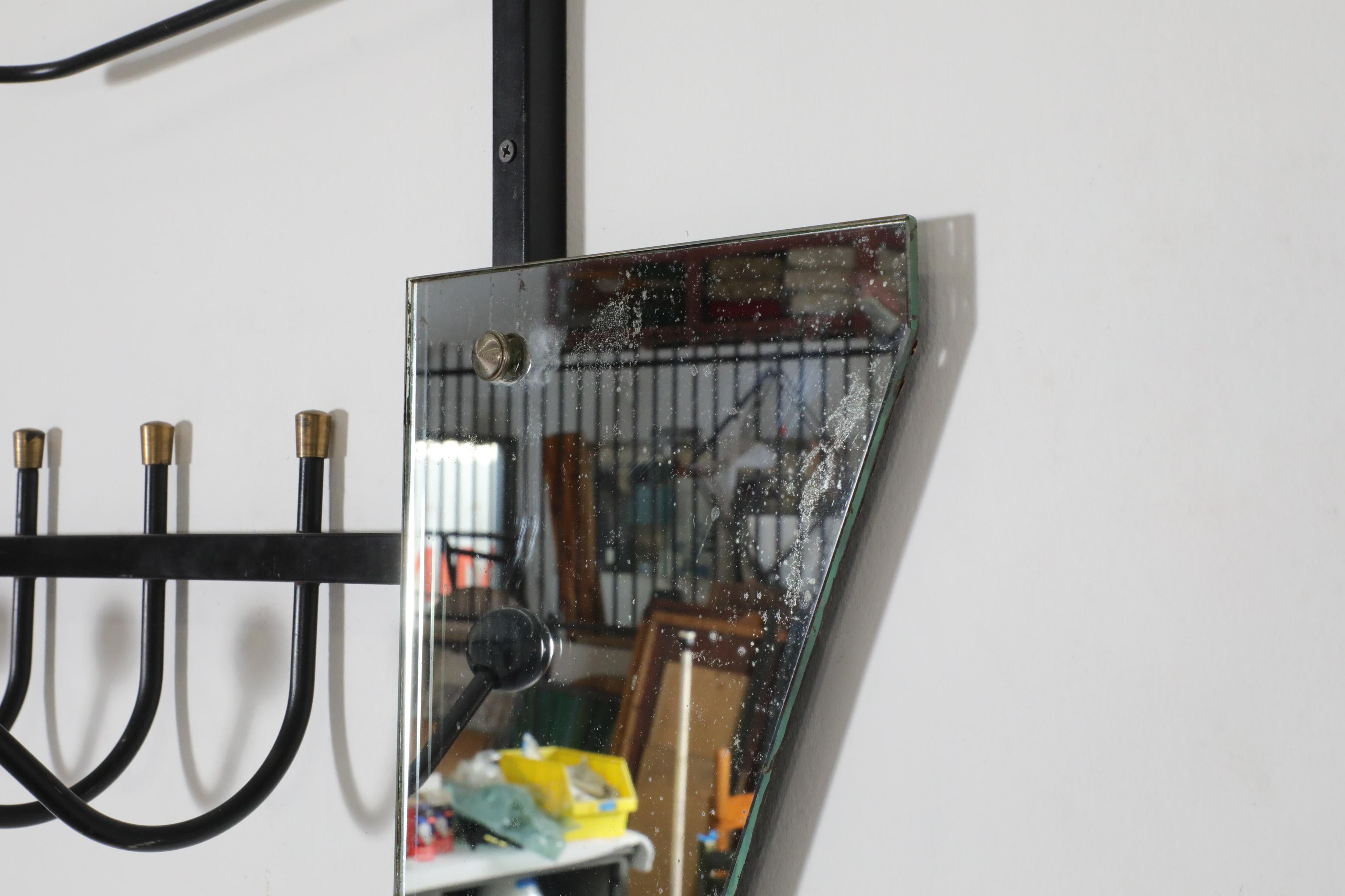 Französischer asymmetrischer Wandventilator mit Spiegel und Umbrella Stand, 1950er Jahre im Angebot 10