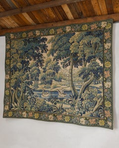 French 1950s Aubusson Style Verdure Tapestry