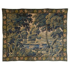 French 1950s Aubusson Style Verdure Tapestry