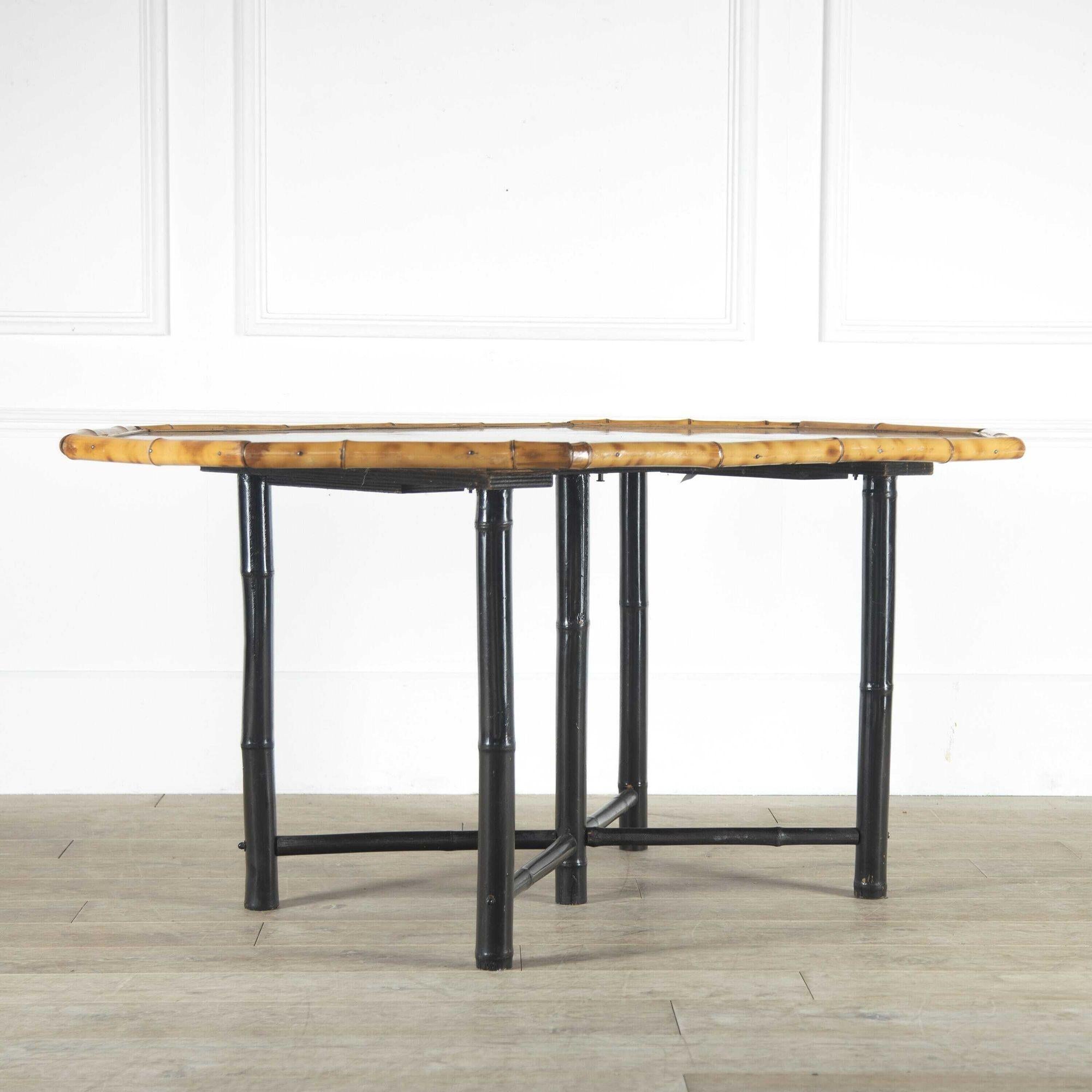 French, 1950s Bamboo and Lacquered Dining Table 2