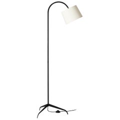 French 1950s Black Floor Lamp
