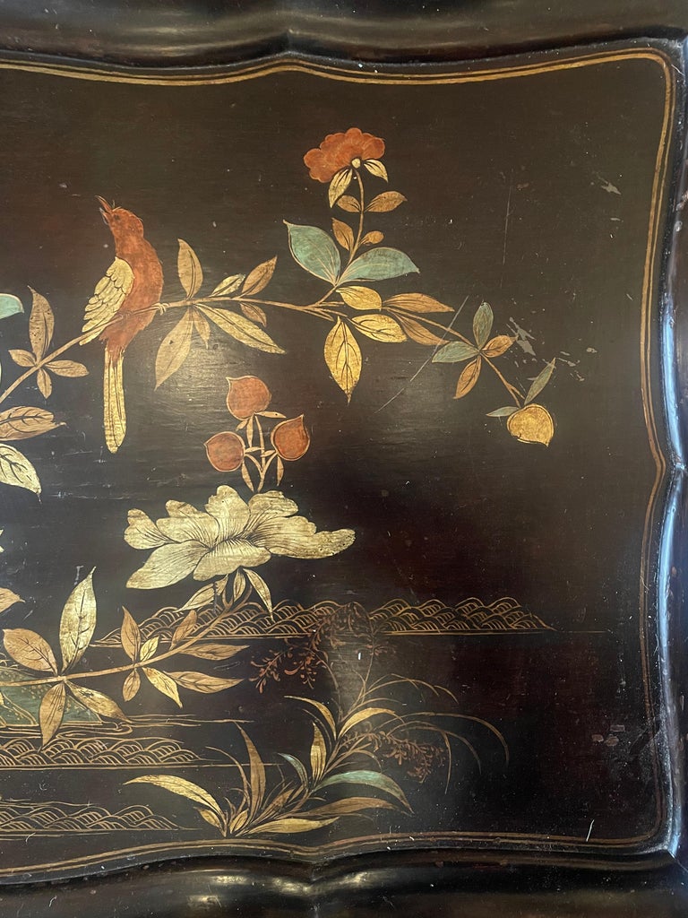 French 1950's Black Lacquer Tray Table For Sale at 1stDibs