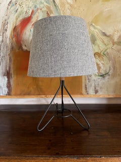 French 1950’s black metal and rope lamp.