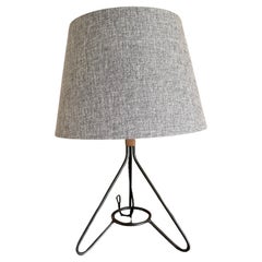 French 1950’s black metal and rope lamp.