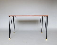 French 1950s Black Metal and Wood Occasional / Writing Table