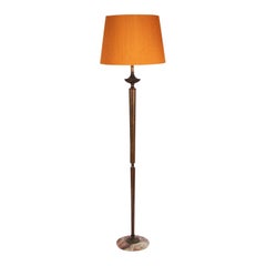 French 1950s Brass and Bronzed Floor Lamp with Marble Base