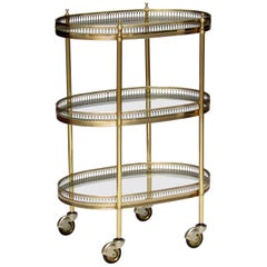 Retro French 1950s Brass and Glass Trolley