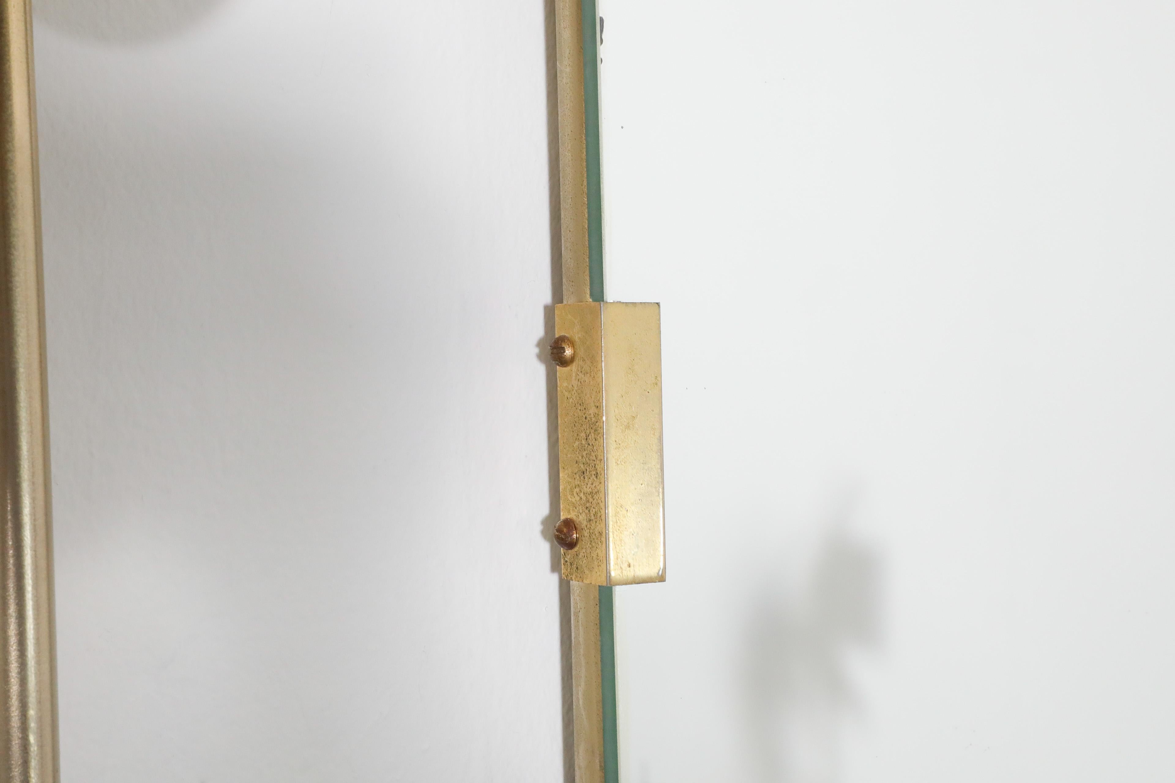 French 1950's Brass and Metal Wall Mount Coat Rack with Mirror For Sale 10