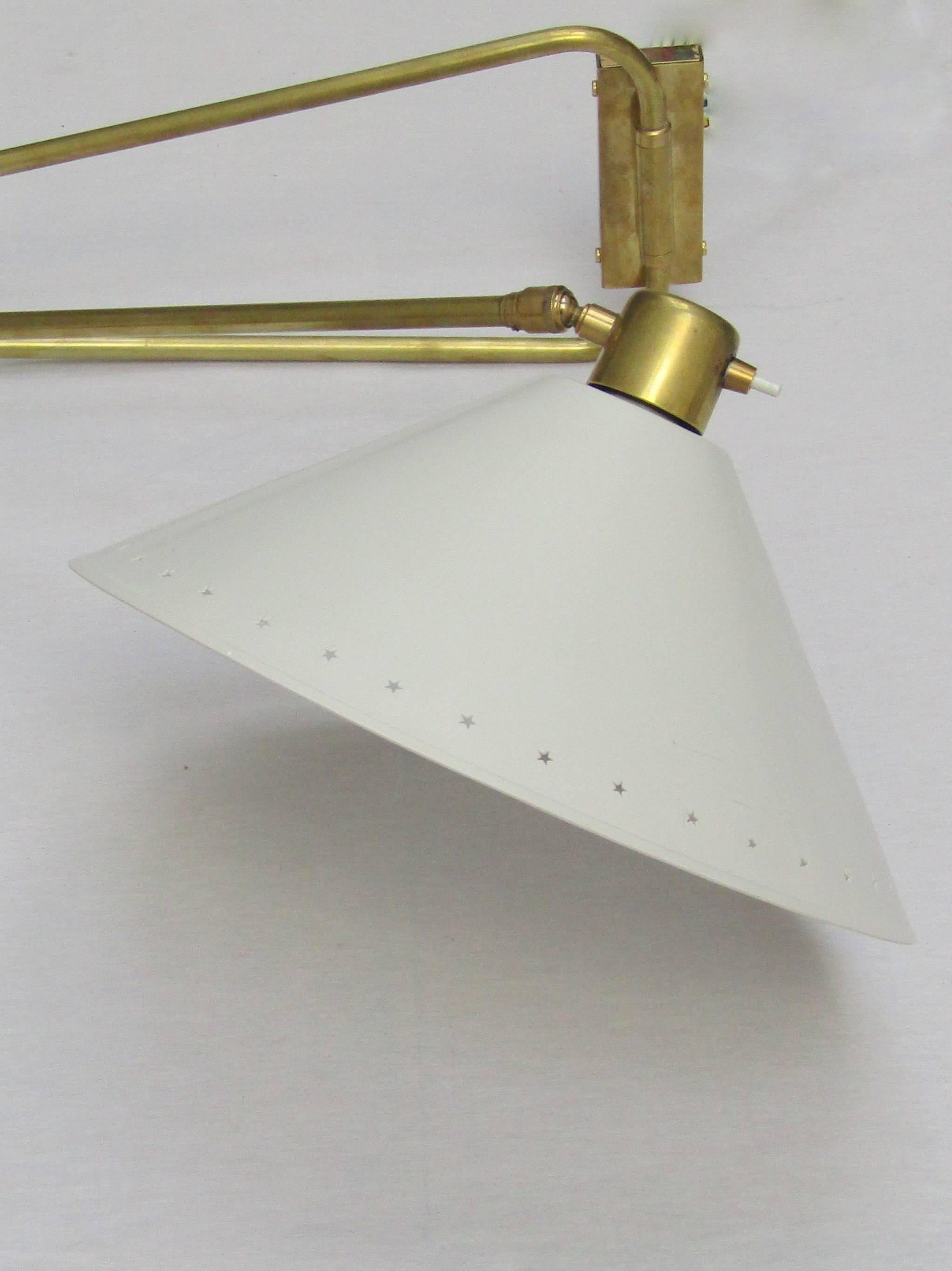 Mid-Century Modern French 1950s Brass Articulated Wall Light by Lunel