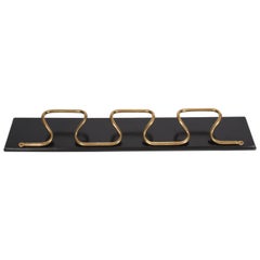 French 1950s Brass and Ebonized Wood Clothes Rack