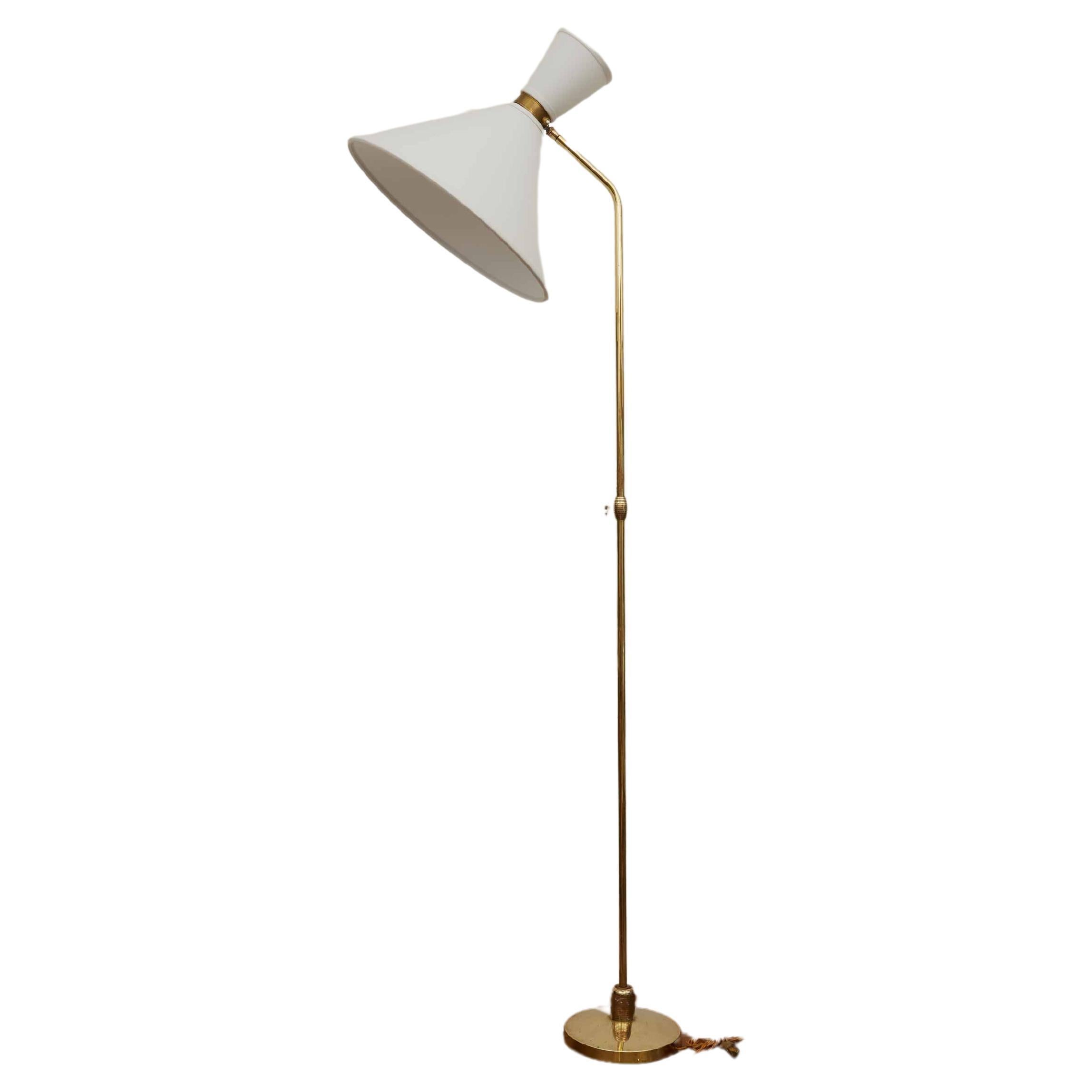 French 1950s Brass Floor Lamp by Maison Lunel  For Sale