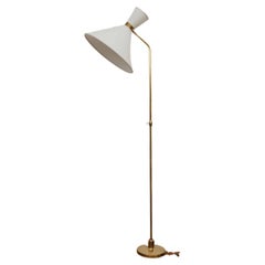 Vintage French 1950s Brass Floor Lamp by Maison Lunel 