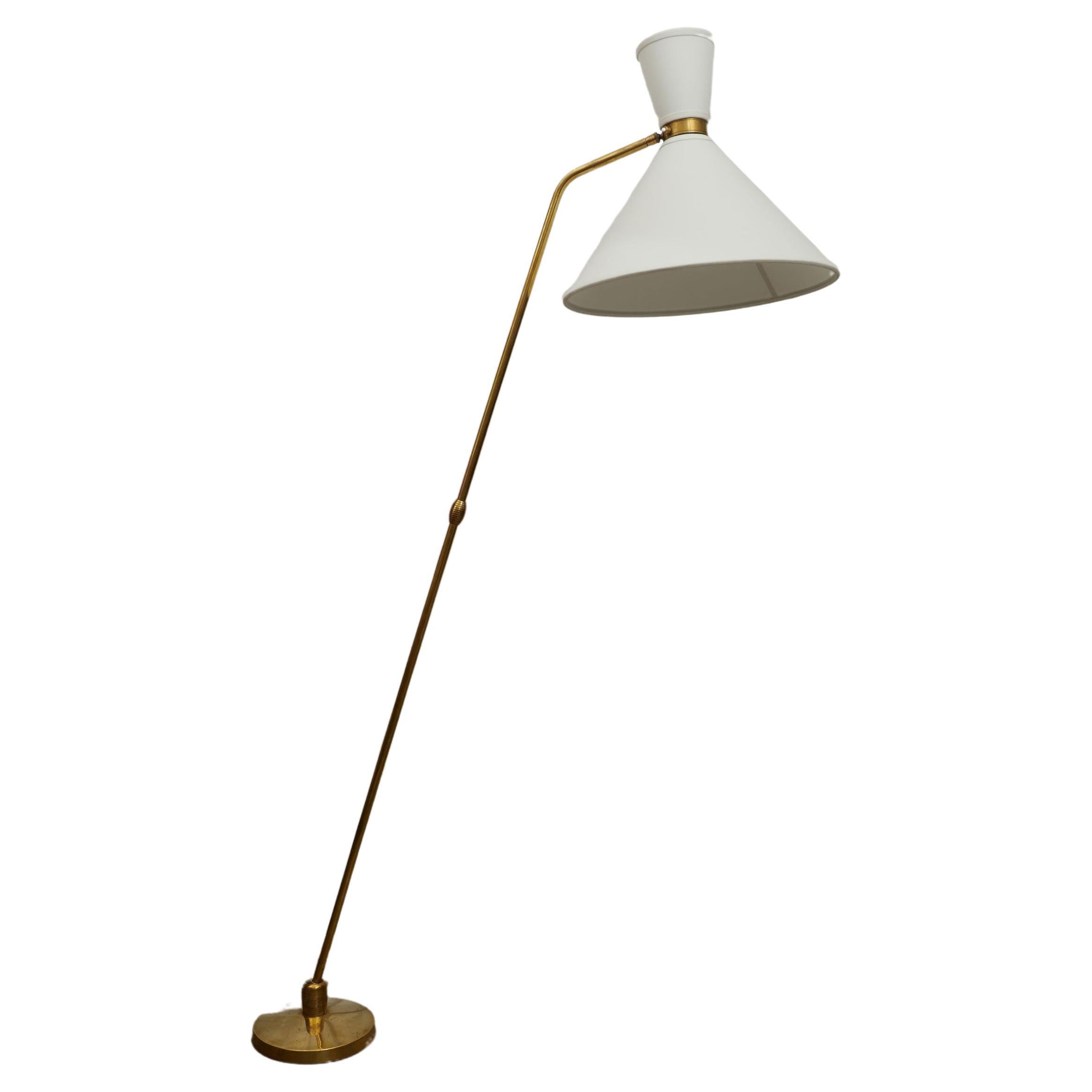 French 1950s Brass Floor Lamp by Maison Lunel  For Sale