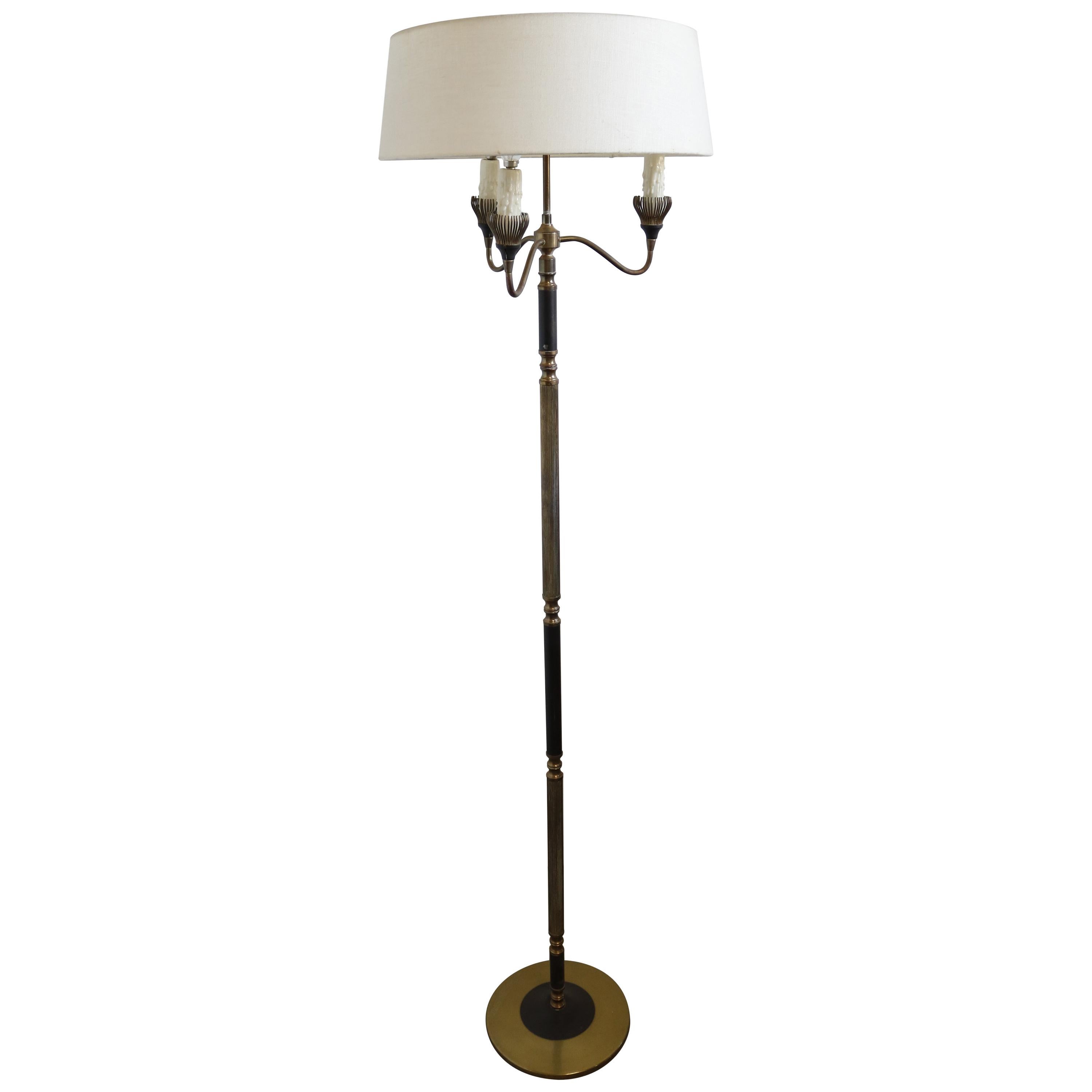 French 1950s Brass Floor Lamp