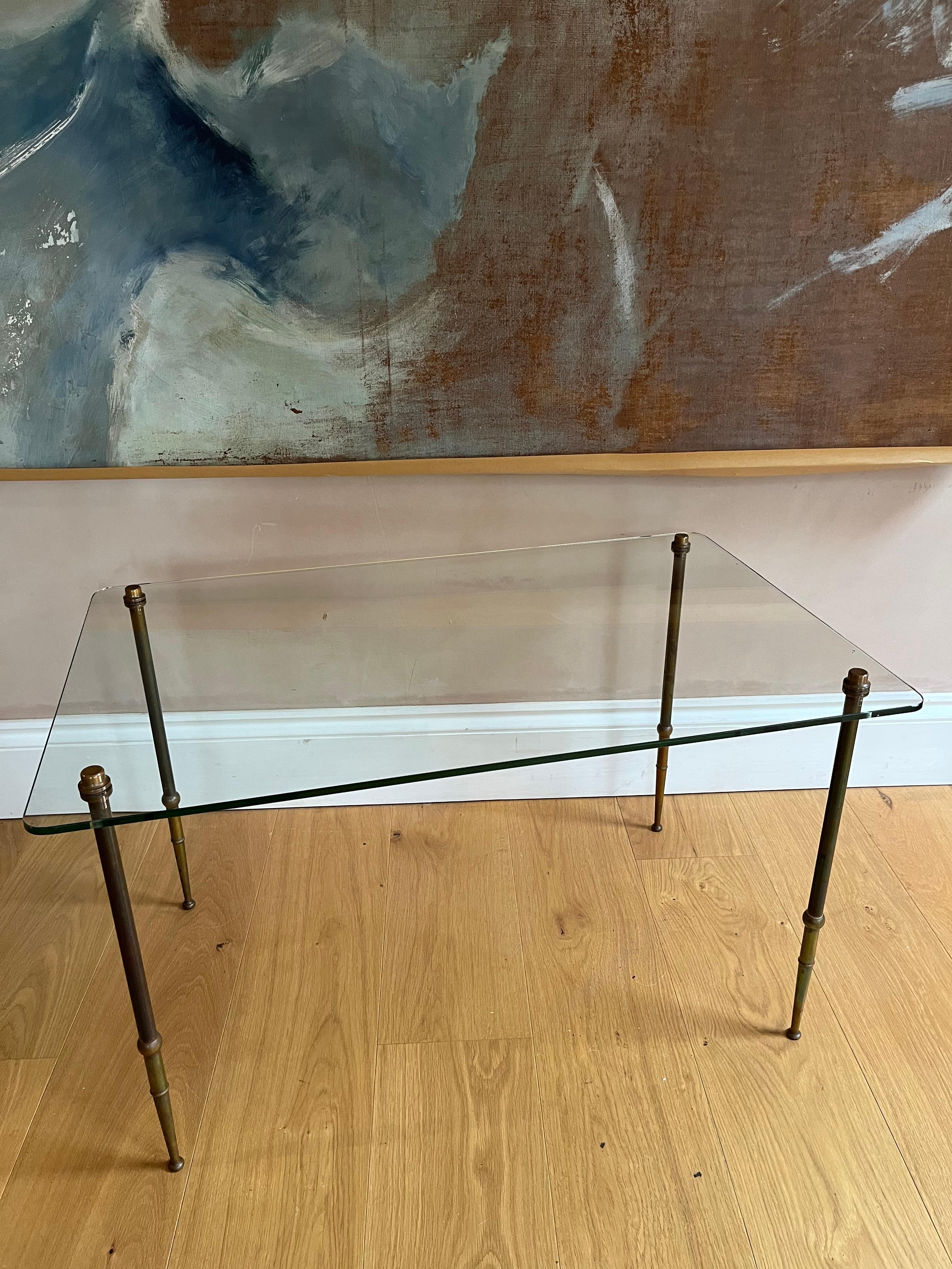 Mid-Century Modern French 1950’s bronze and glass coffee table
