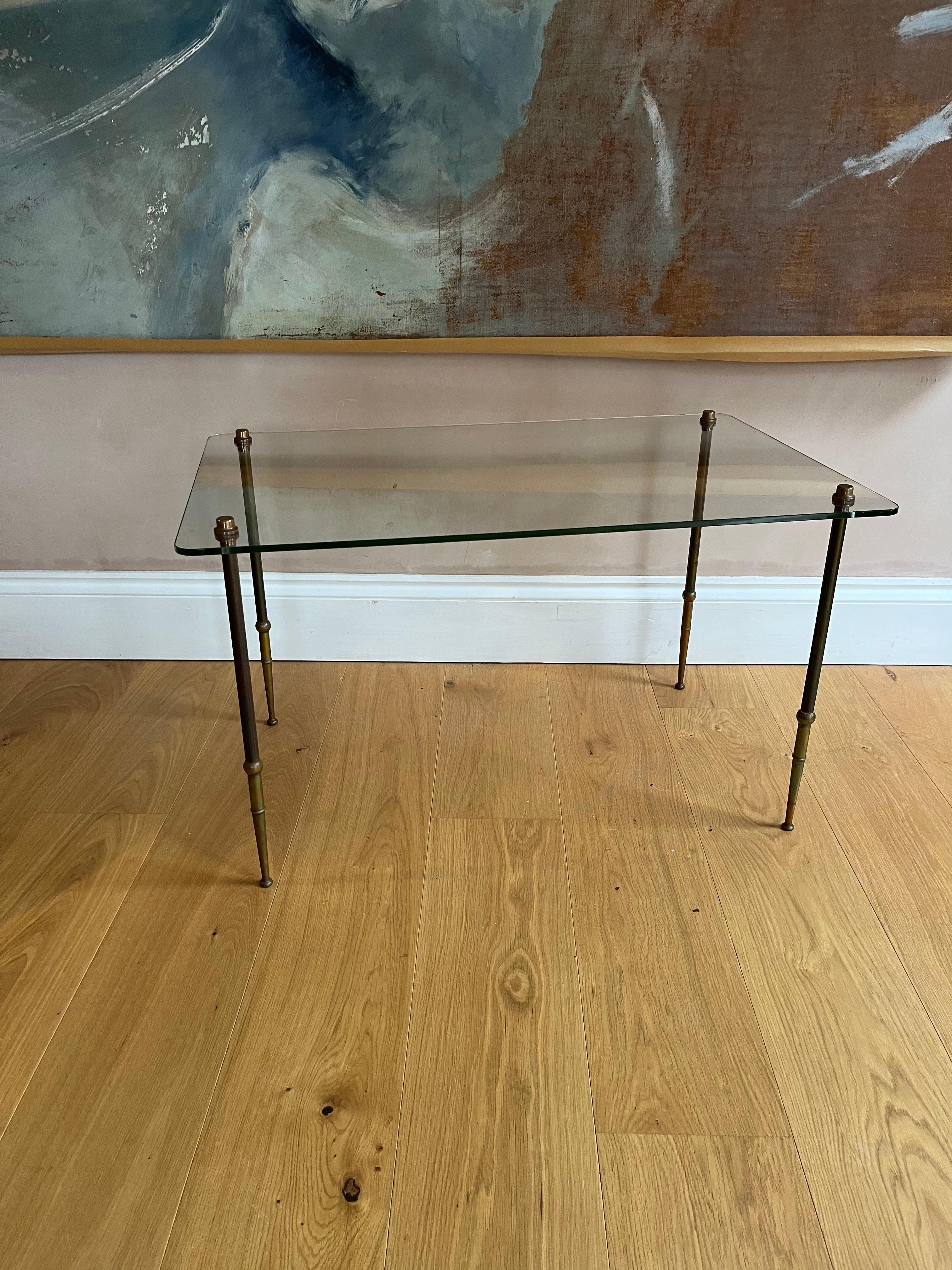 20th Century French 1950’s bronze and glass coffee table