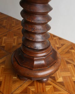 French 1950s Brutalism Oak Press Screw Pedestal