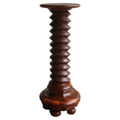 French 1950s Brutalism Oak Press Screw Pedestal