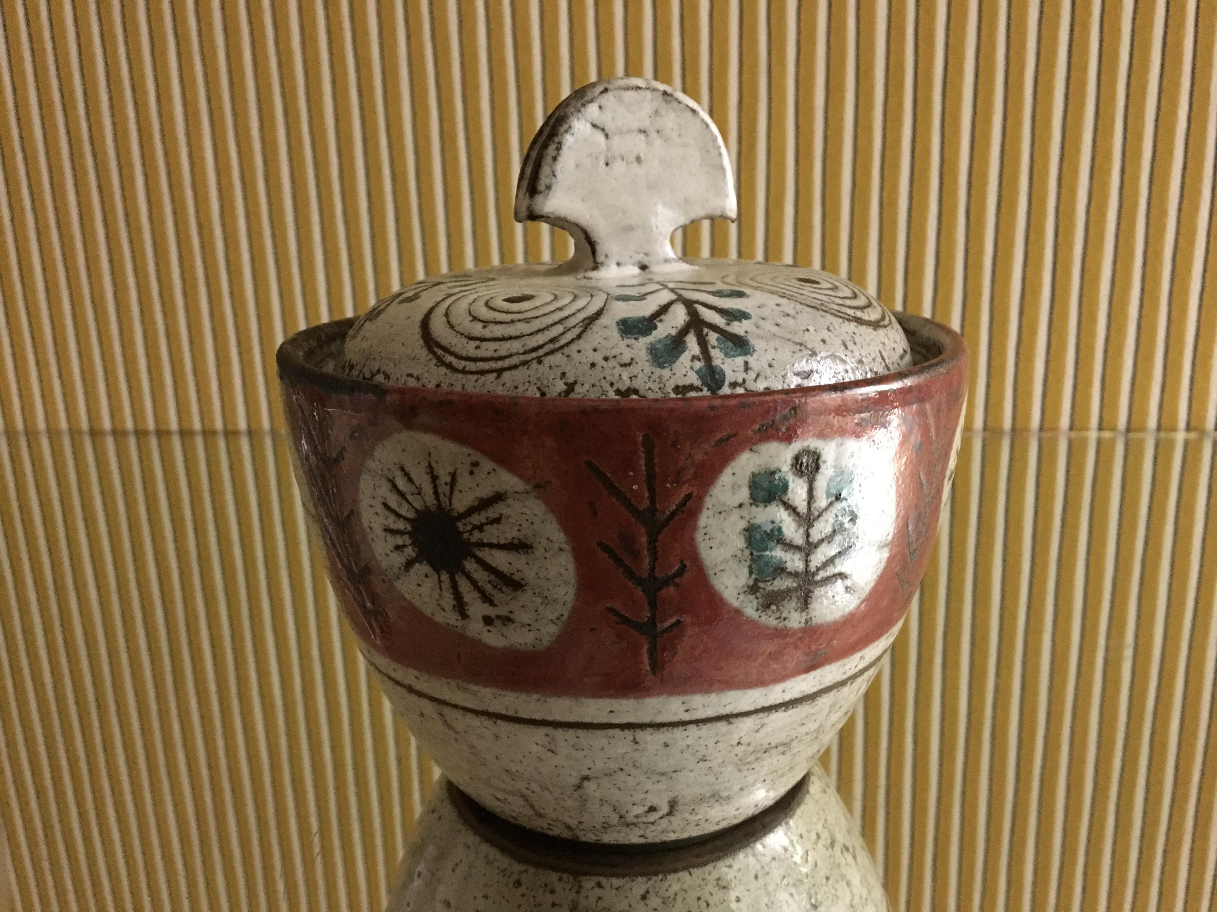 Mid-20th Century French 1950s Ceramic Lidded Jar by Gustave Reynaud