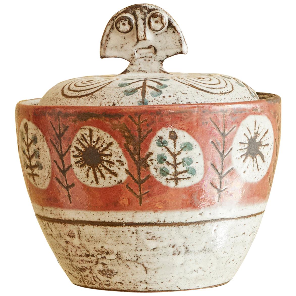 French 1950s Ceramic Lidded Jar by Gustave Reynaud