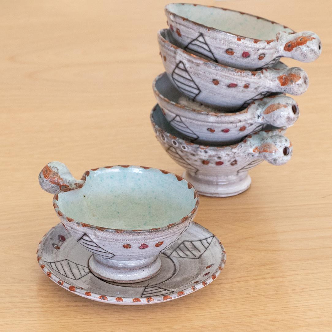 French 1950's Ceramic Tea Set by Vallauris 1