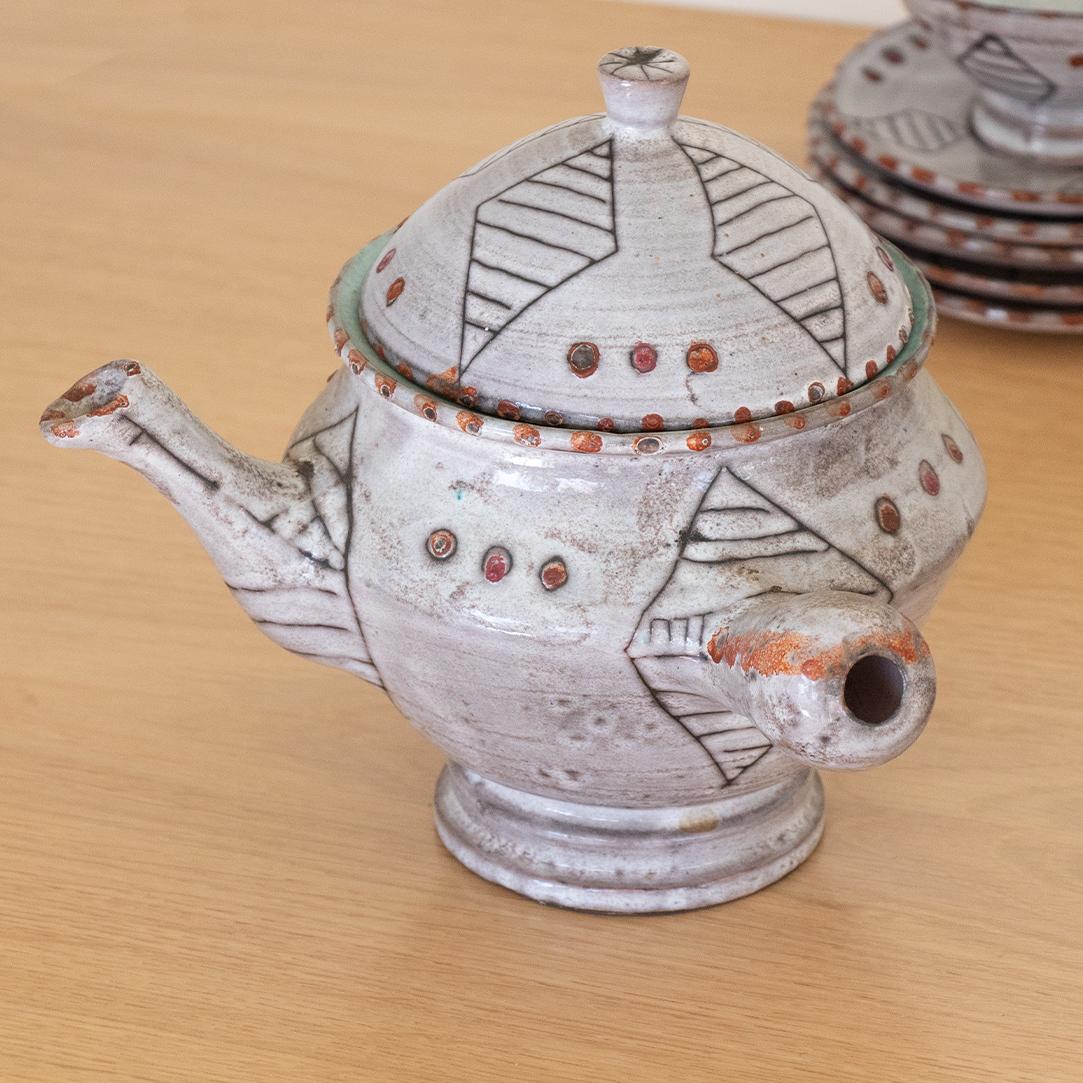 French 1950's Ceramic Tea Set by Vallauris 3