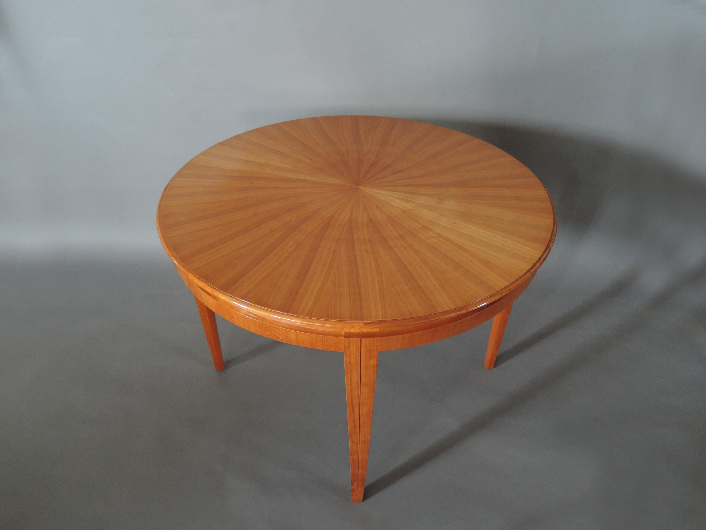 Mid-20th Century French 1950s Cherry Round Dining Table Divisible in 2 Demilune Tables For Sale