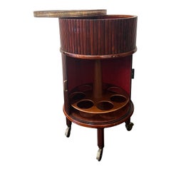 French, 1950s, Circular Tambour Doors Bar Cart