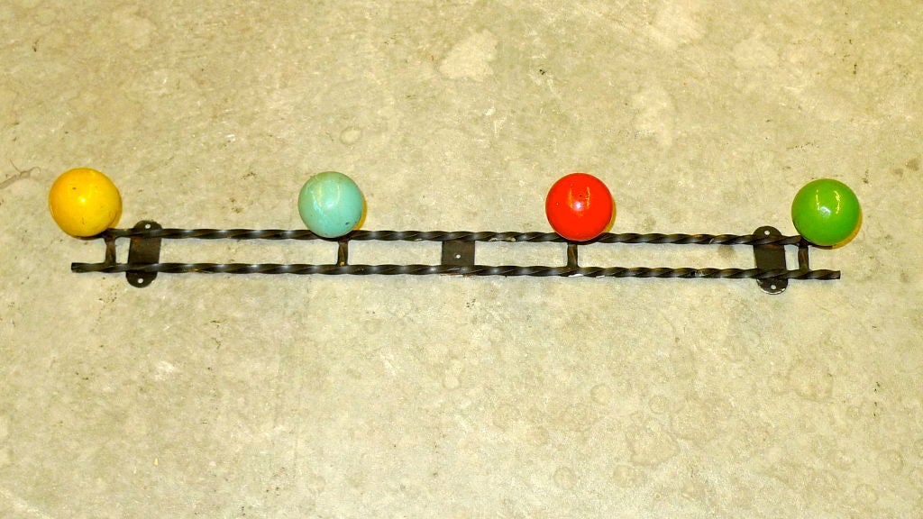 French 1950's Colorful Coat Hook In Good Condition For Sale In Hanover, MA