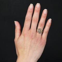 French 1950s Colorness Stone 18 Karat Rose Gold Tank Ring