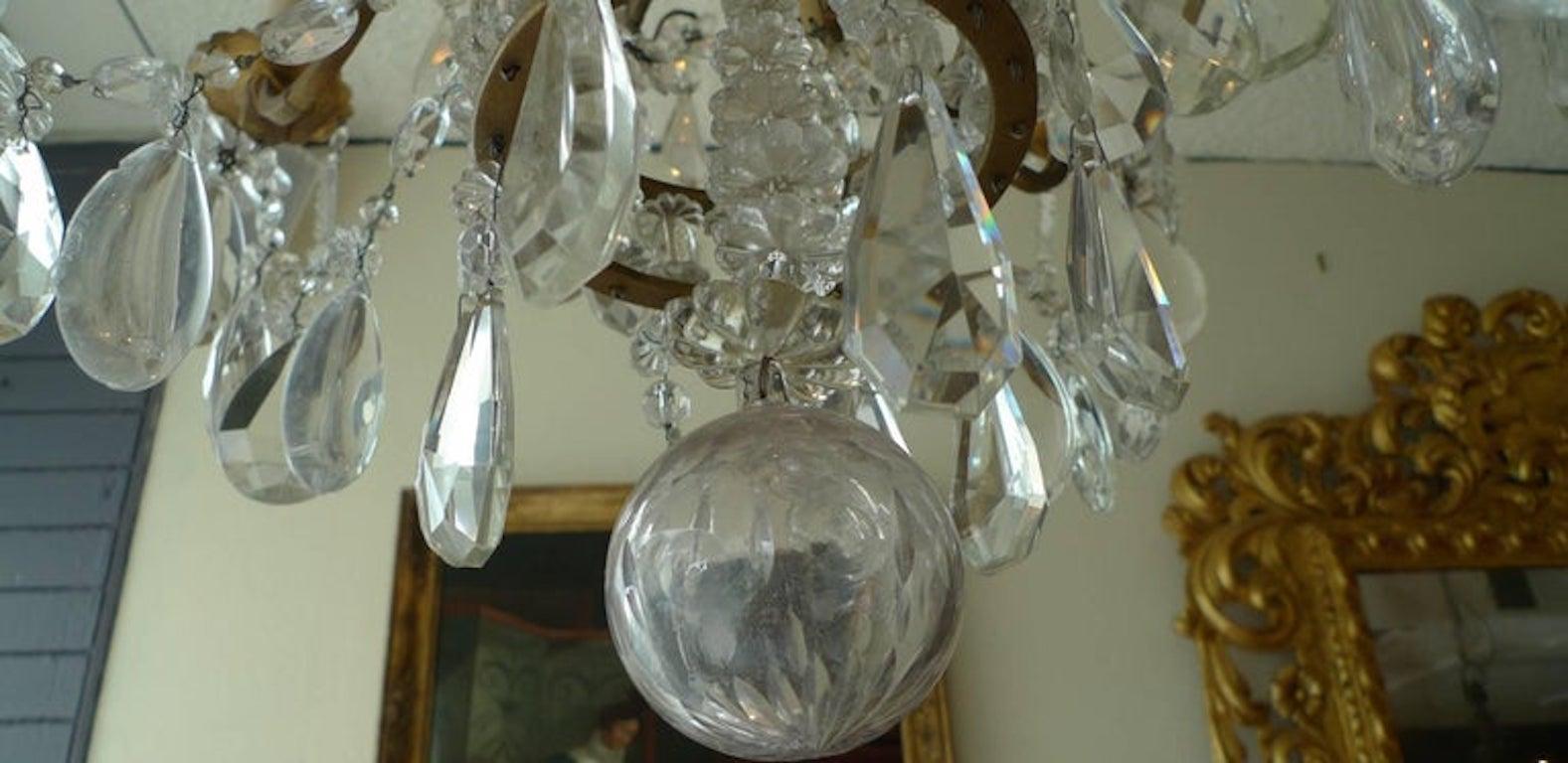 Metal French 1950s Crystal and Glass Marie Therese Chandelier with Twelve-Light For Sale