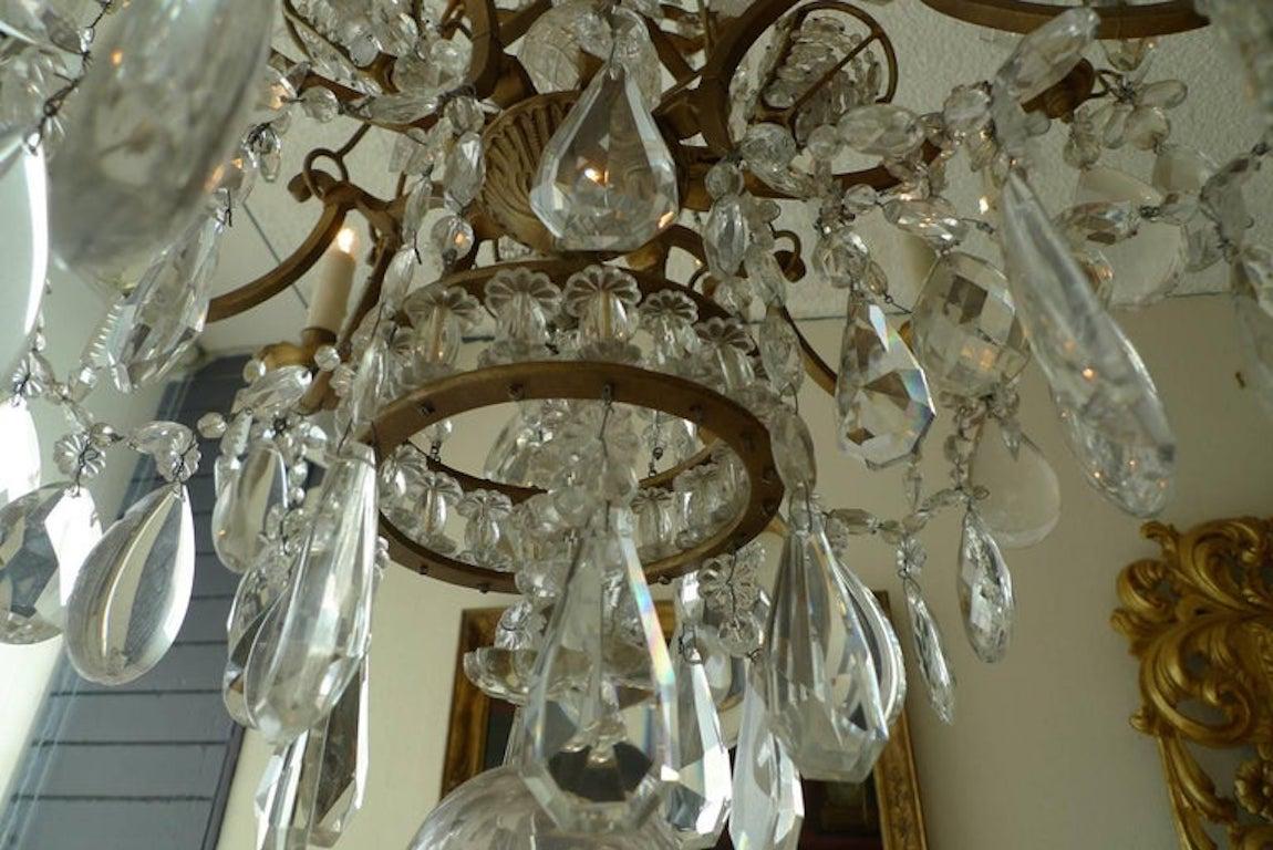 Metallo Lampadario francese anni '50 in cristallo e vetro Marie Therese a dodici luci in vendita