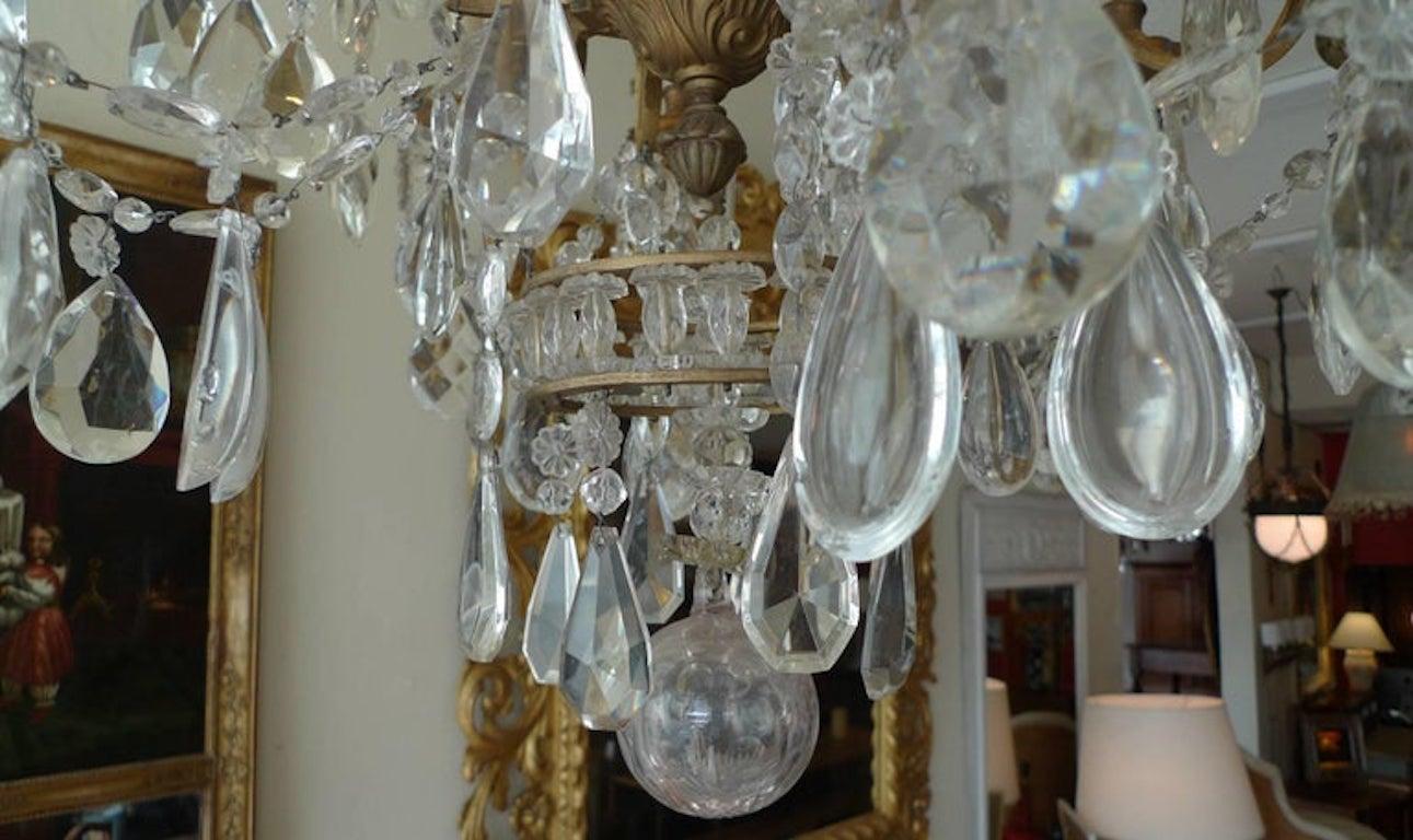 French 1950s Crystal and Glass Marie Therese Chandelier with Twelve-Light 3