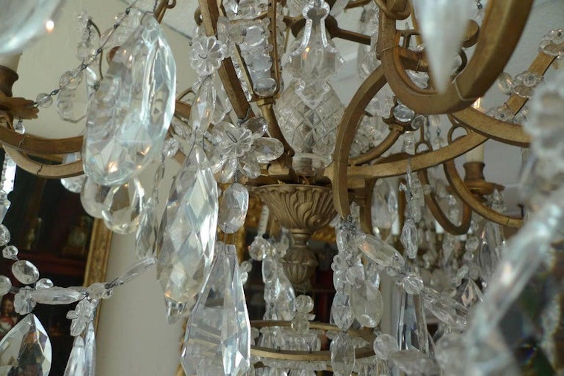 French 1950s Crystal and Glass Marie Therese Chandelier with Twelve-Light 4
